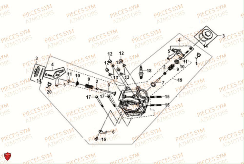 Culasse SYM Pièces CROX 50 E5 - AE05WB-EU (2021)