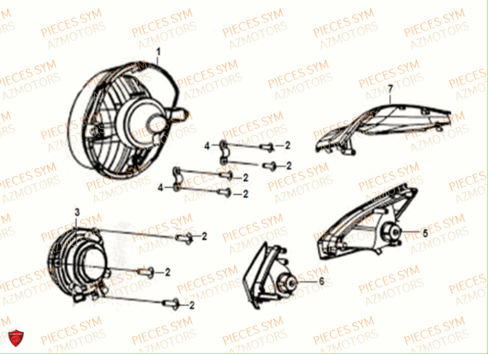 Phare Avant SYM Pièces CROX 50 E5 - AE05WB-EU (2021)