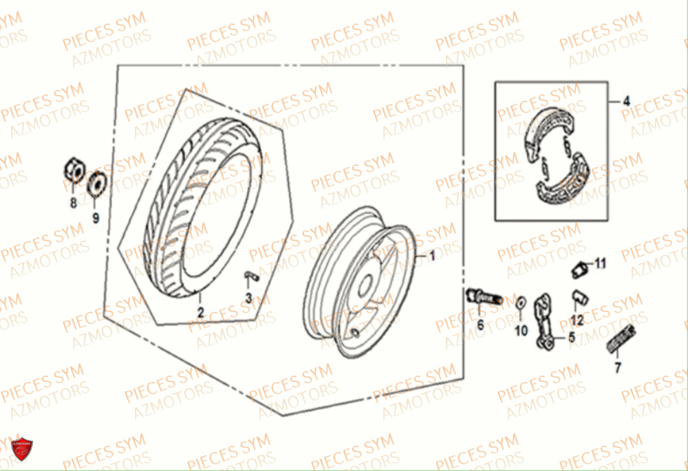 Roue Arriere SYM Pièces CROX 50 E5 - AE05WB-EU (2021)