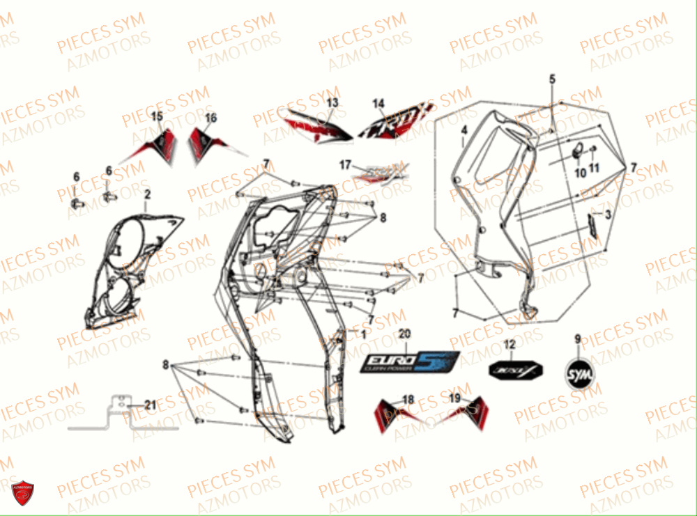 Tablier Avant SYM Pièces CROX 50 E5 - AE05WB-EU (2021)