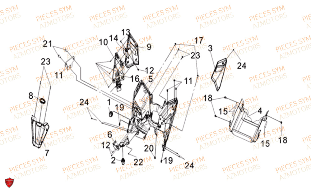 Carnenage Tablier Avant SYM Pièces CRUISYM 125I ABS EURO 4 - LV12W1-EU (2018-2019)