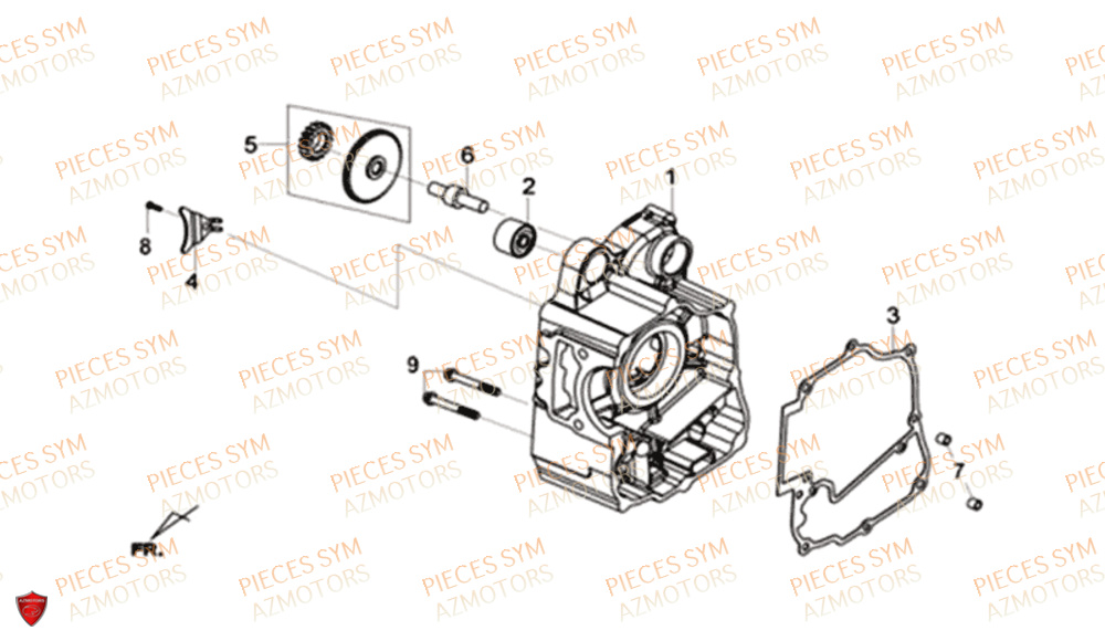 Carter De Vilebrequin Droit SYM Pièces CRUISYM 125I ABS EURO 4 - LV12W1-EU (2018-2019)