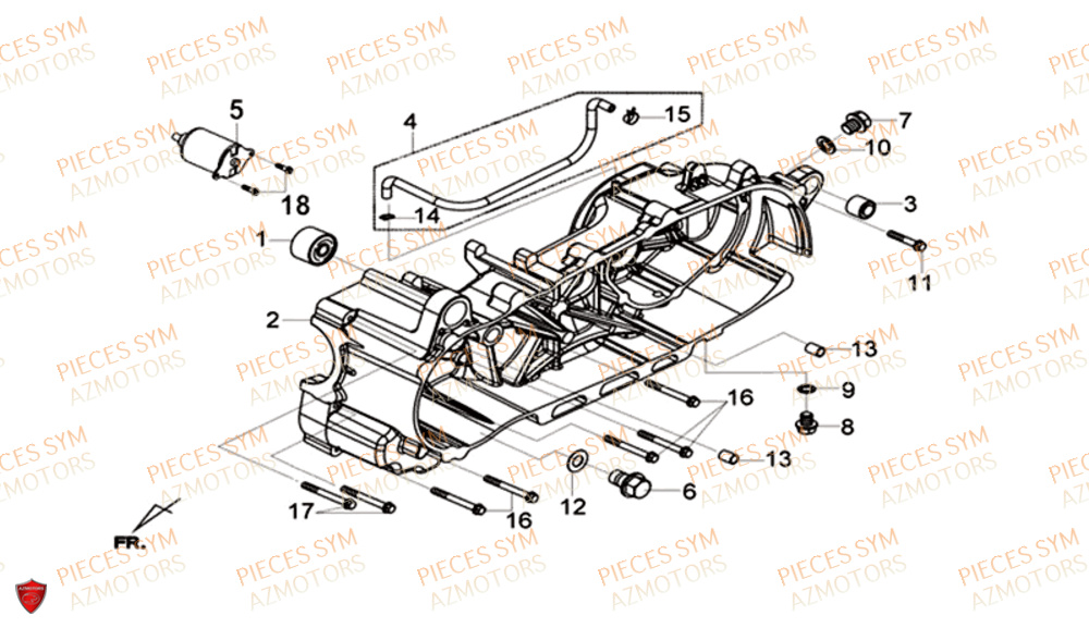 Carter De Vilebrequin Gauche SYM Pièces CRUISYM 125I ABS EURO 4 - LV12W1-EU (2018-2019)