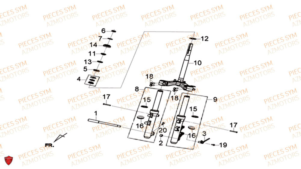 Colonne De Direction SYM Pièces CRUISYM 125I ABS EURO 4 - LV12W1-EU (2018-2019)