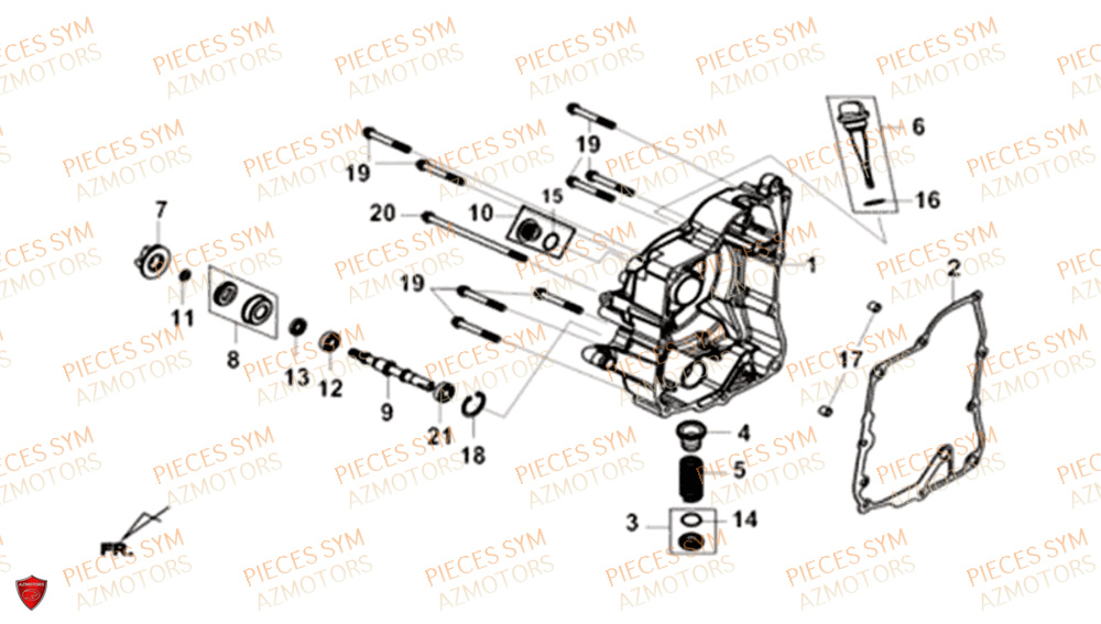 Couvercle De Carter De Vilebrequin Droit SYM Pièces CRUISYM 125I ABS EURO 4 - LV12W1-EU (2018-2019)