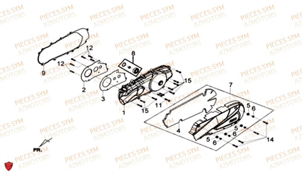 Couvercle De Carter De Vilebrequin Gauche SYM Pièces CRUISYM 125I ABS EURO 4 - LV12W1-EU (2018-2019)