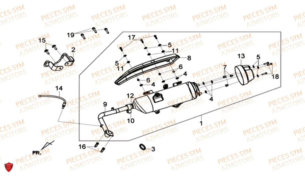 Echappement SYM Pièces CRUISYM 125I ABS EURO 4 - LV12W1-EU (2018-2019)