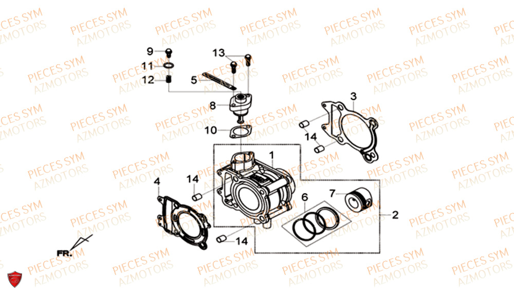 Ensemble Cylindre SYM Pièces CRUISYM 125I ABS EURO 4 - LV12W1-EU (2018-2019)