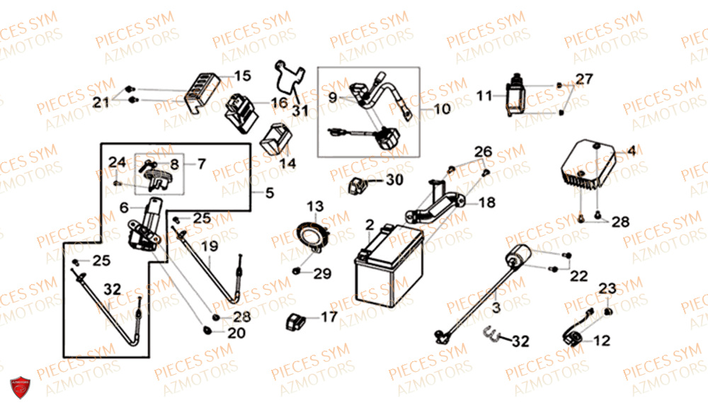 Equippement Electrique Batterie SYM Pièces CRUISYM 125I ABS EURO 4 - LV12W1-EU (2018-2019)