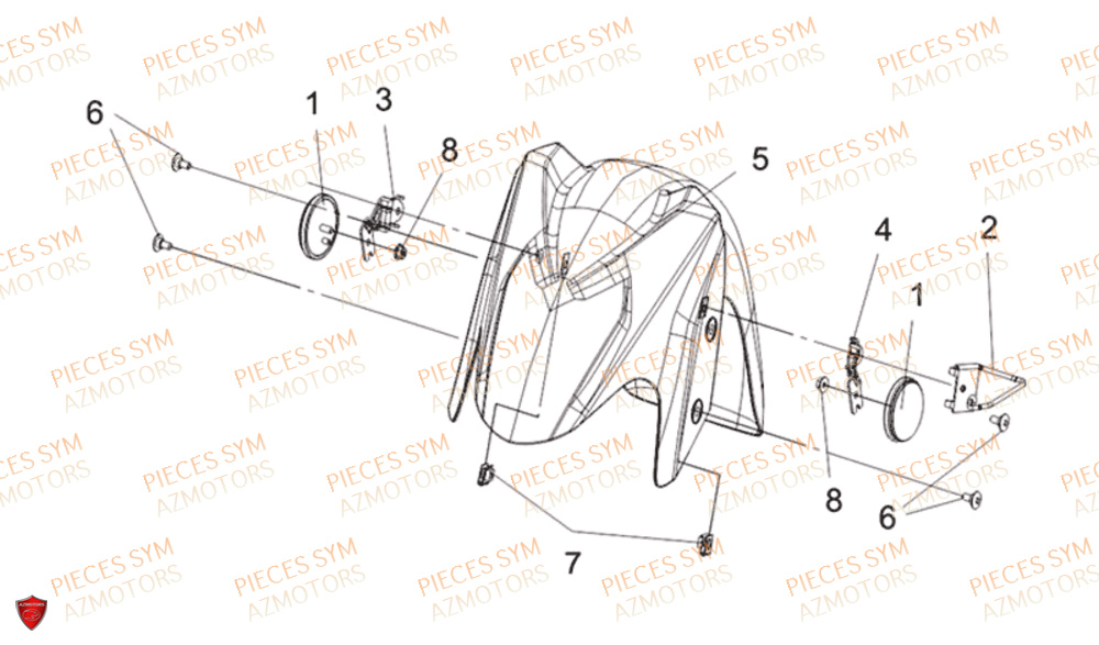 Garde Boue Avant SYM Pièces CRUISYM 125I ABS EURO 4 - LV12W1-EU (2018-2019)