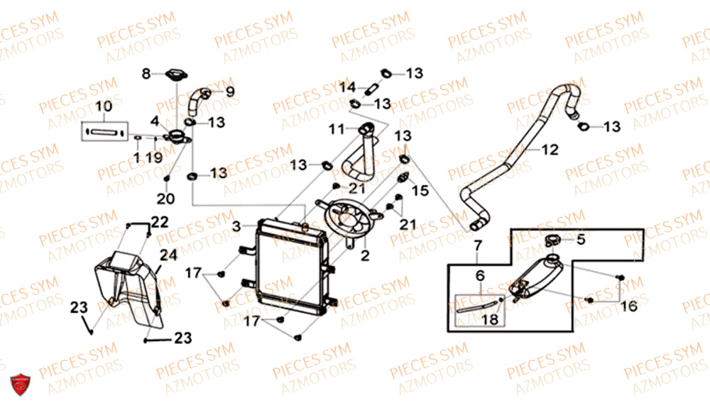 Radiateur SYM Pièces CRUISYM 125I ABS EURO 4 - LV12W1-EU (2018-2019)