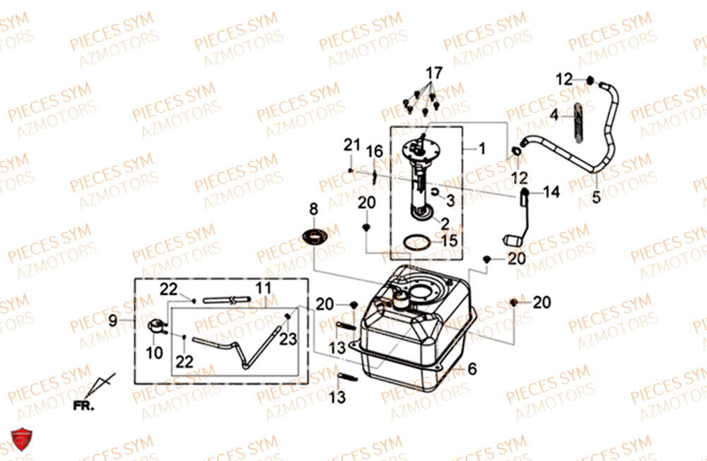 Reservoir A Carburant SYM Pièces CRUISYM 125I ABS EURO 4 - LV12W1-EU (2018-2019)