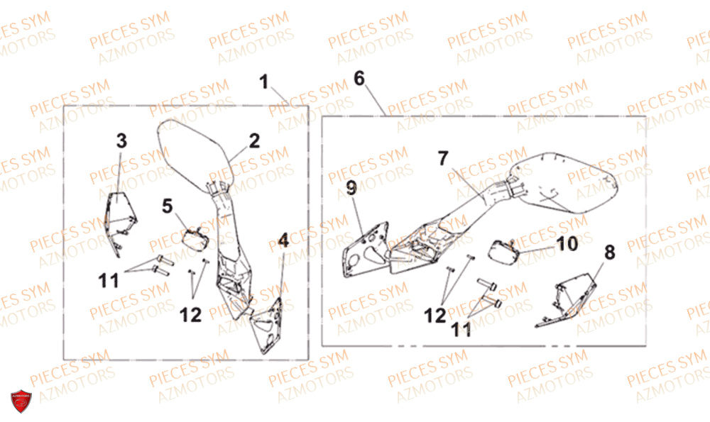 Retroviseur SYM Pièces CRUISYM 125I ABS EURO 4 - LV12W1-EU (2018-2019)