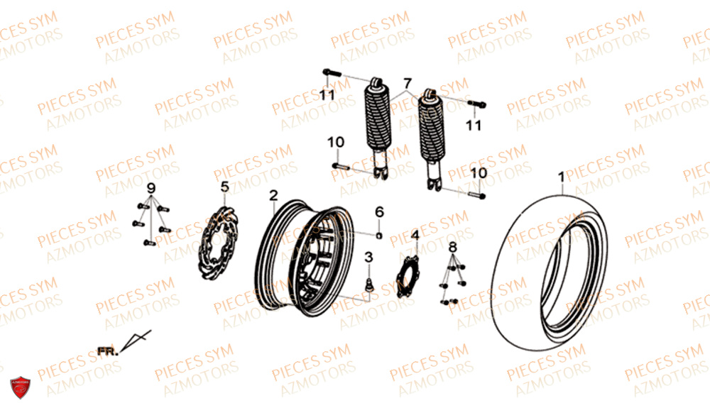 Roue Arriere SYM Pièces CRUISYM 125I ABS EURO 4 - LV12W1-EU (2018-2019)