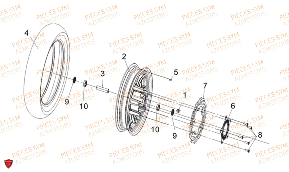 Roue Avant SYM Pièces CRUISYM 125I ABS EURO 4 - LV12W1-EU (2018-2019)