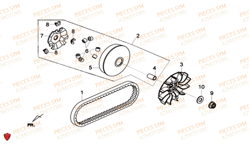 Variateur SYM Pièces CRUISYM 125I ABS EURO 4 - LV12W1-EU (2018-2019)