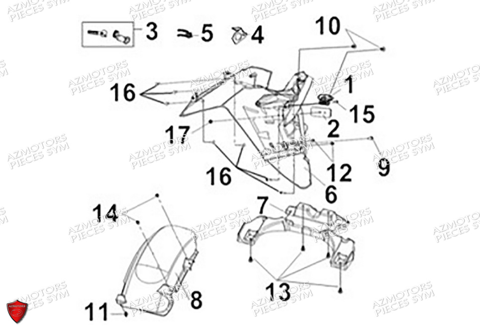 Carenages Garde Boue Arriere SYM Pièces CRUISYM A 300 (LV30W4-EU) - 2024