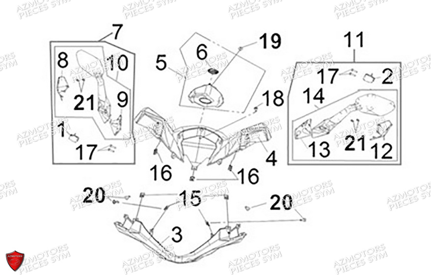 CARENAGE DE GUIDON RETROVISEURS SYM CRUISYM A 300 2024