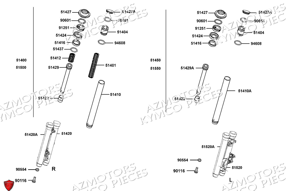 Batons De Fourche Detail KYMCO Pièces Scooter CV3 550 4T EURO5 (SBA1CC)