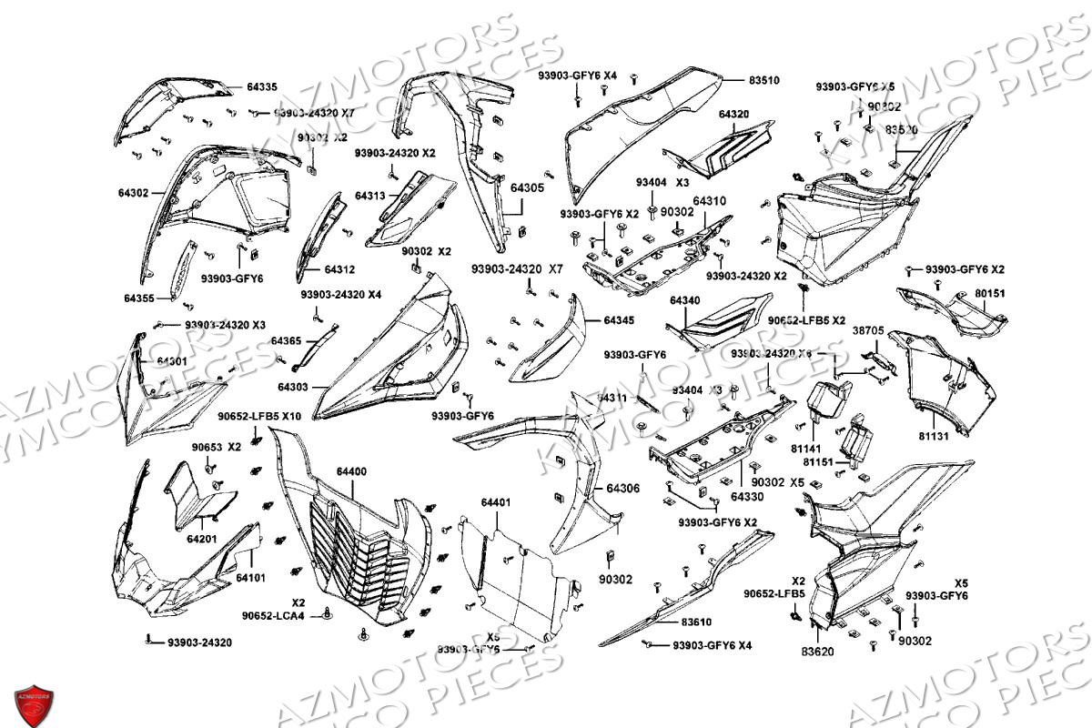 Carenages Avant KYMCO Pièces Scooter CV3 550 4T EURO5 (SBA1CC)