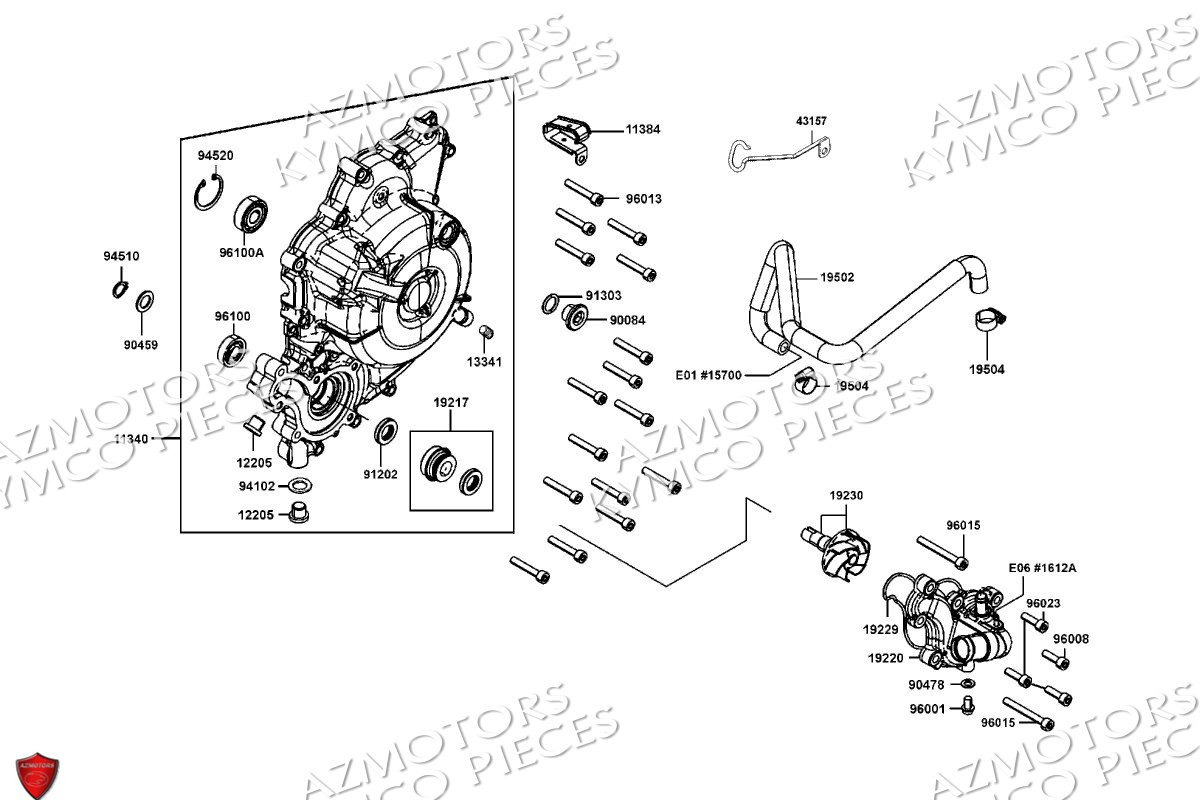 CARTER GAUCHE POMPE A EAU KYMCO CV3 4T 550 EURO5 2024