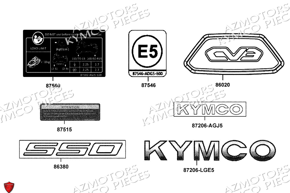 Decors KYMCO Pièces Scooter CV3 550 4T EURO5 (SBA1CC)