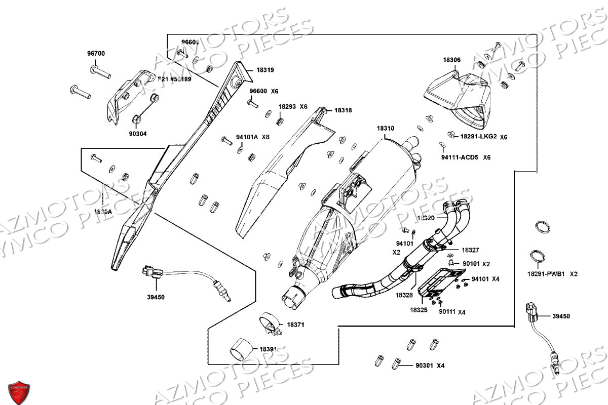 Echappement KYMCO Pièces Scooter CV3 550 4T EURO5 (SBA1CC)