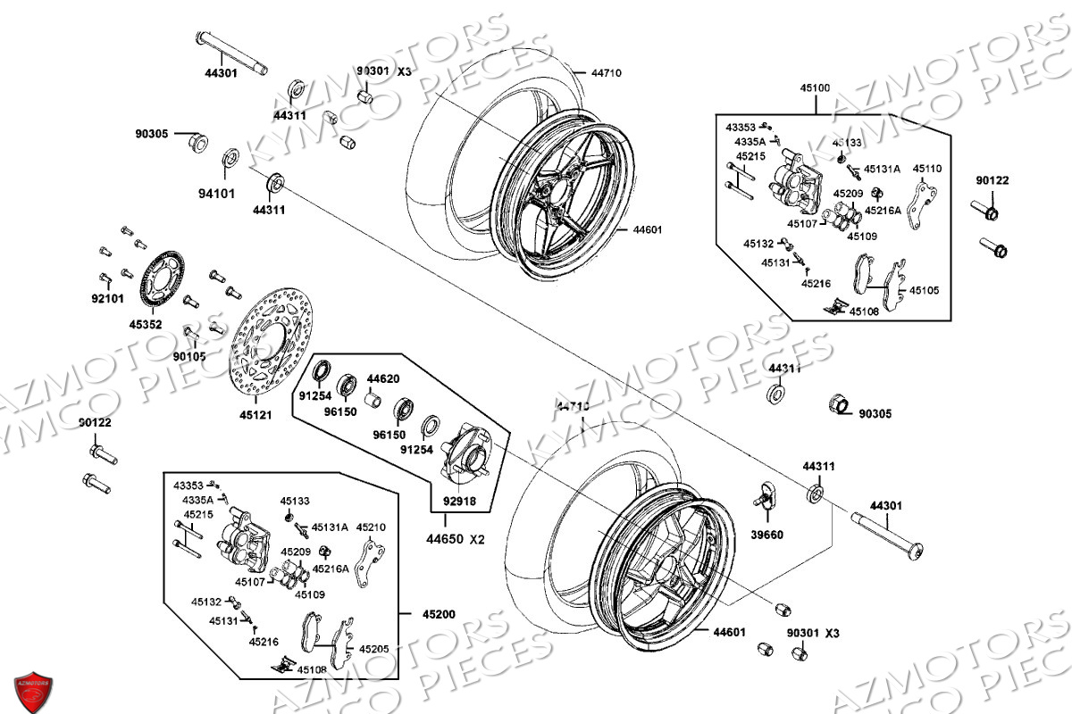 Roues Avant KYMCO Pièces Scooter CV3 550 4T EURO5 (SBA1CC)