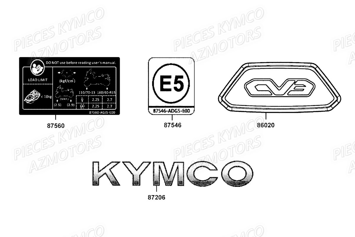 Decors KYMCO Pièces Scooter Kymco CV3 550 4T EU V (SBA1CA)