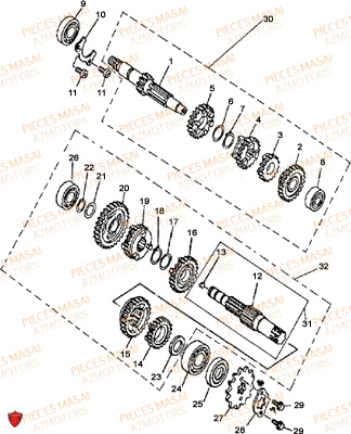 ARBRES PRIMAIRE ET SECONDAIRE MASAI DARK ROD 125