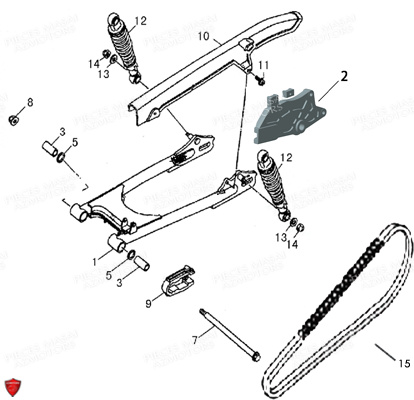 BRAS OSCILLANT-SUSPENSION ARRIERE pour DARK ROD 125