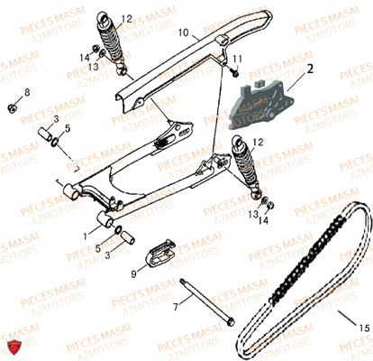 Bras Oscillant MASAI Pièces Moto DARK ROD 125cc