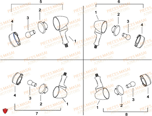 Clignotants MASAI Pièces Moto DARK ROD 125cc