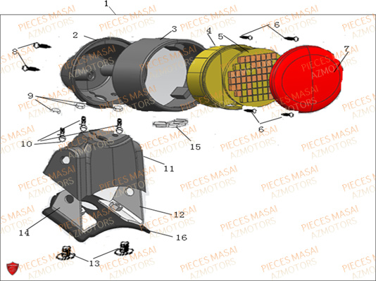 Eclairage Arriere MASAI Pièces Moto DARK ROD 125cc