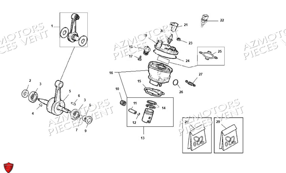 Arbre Moteur Cylindre VENT Pièces Vent Motard DERAPAGE 50cc - 2024