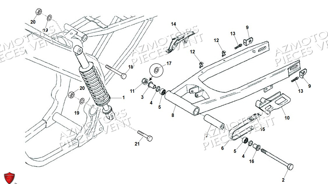 Bras Oscillant VENT Pièces Vent Motard DERAPAGE 50cc - 2024