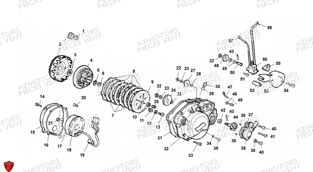 Embrayage Generateur VENT Pièces Vent Motard DERAPAGE 50cc - 2024