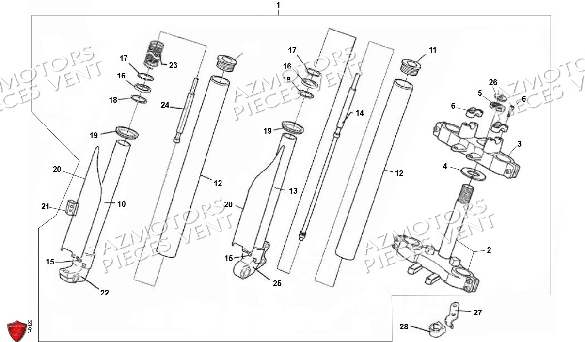 Fourche VENT Pièces Vent Motard DERAPAGE 50cc - 2024