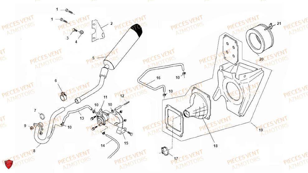 Echappement VENT Pièces VENT DERAPAGE 125 4T 2018 (STANDARD)