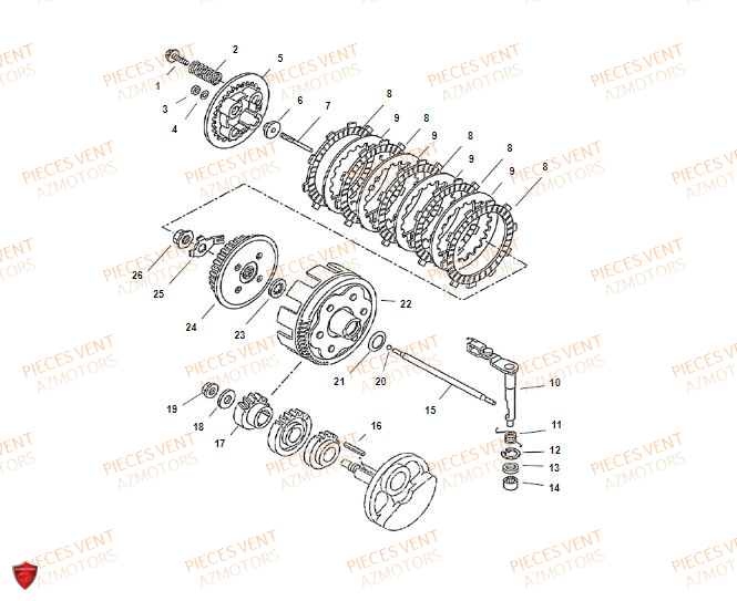 Embrayage VENT Pièces VENT DERAPAGE 125 4T 2018 (STANDARD)