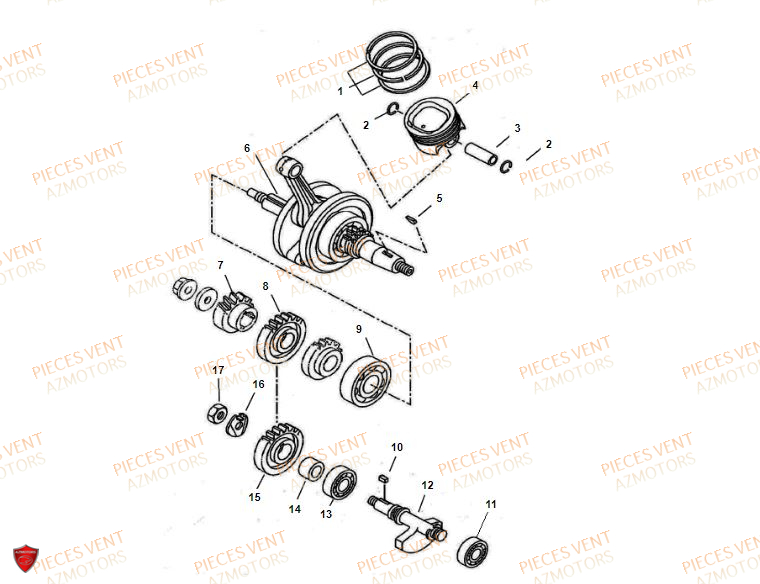 Vilebrequin VENT Pièces VENT DERAPAGE 125 4T 2018 (STANDARD)