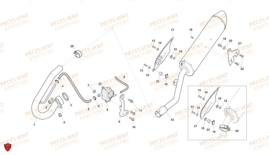 Echappement VENT Pièces VENT DERAPAGE 125 4T 2019 (STANDARD)
