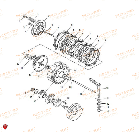 Embrayage VENT Pièces VENT DERAPAGE 125 4T 2019 (STANDARD)