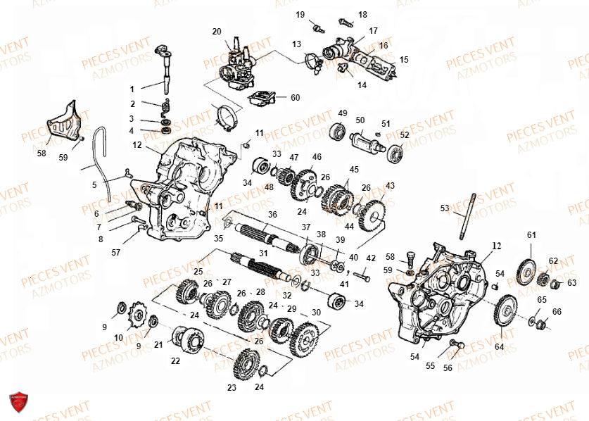 CARTER MOTEUR pour DERAPAGE 50CC 2018