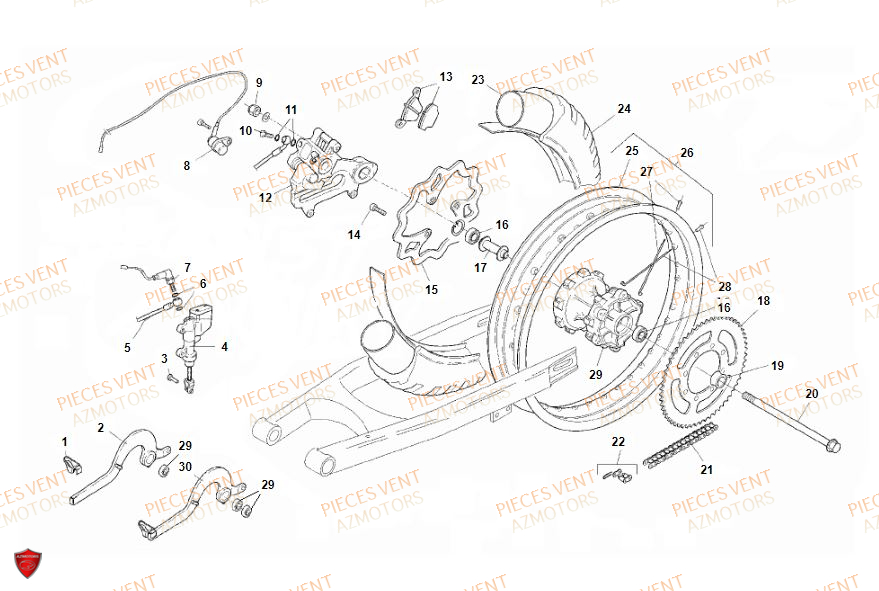 Roue Arriere VENT Pièces Vent Motard DERAPAGE 50cc - 2018