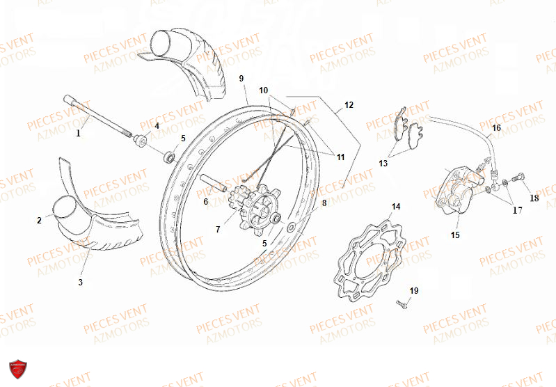 Roue Avant VENT Pièces Vent Motard DERAPAGE 50cc - 2018