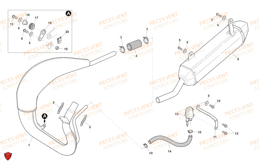 Echappement VENT Pièces Vent Motard DERAPAGE 50cc - 2019