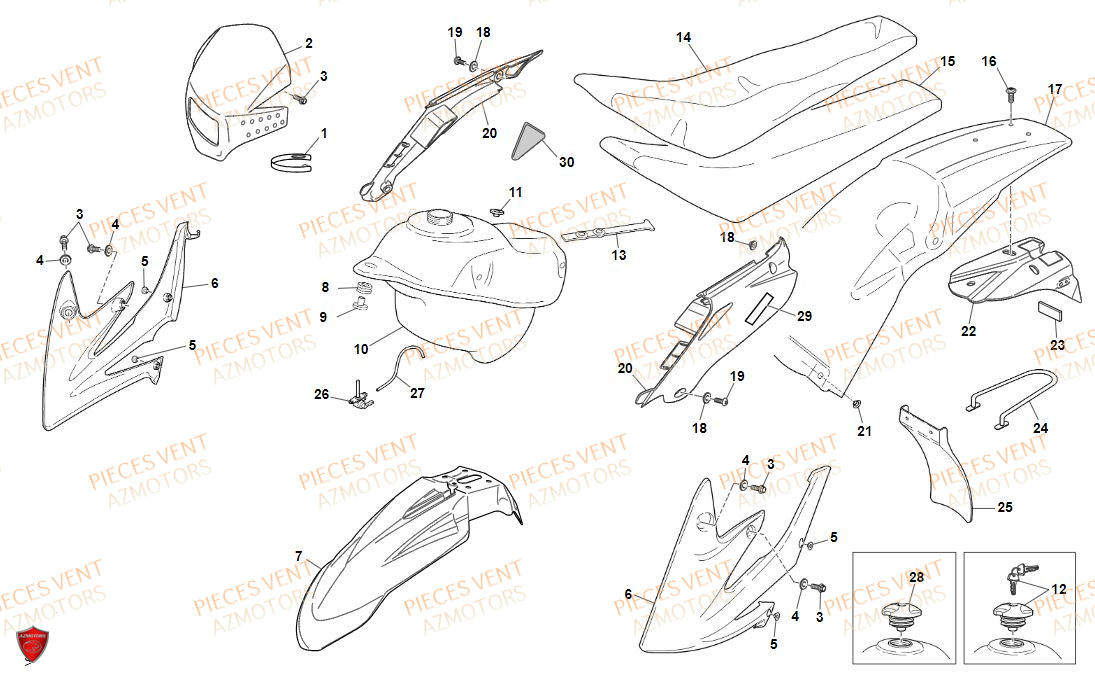 Carrosserie VENT Pièces Vent Motard DERAPAGE 50cc - 2021-2022-2023