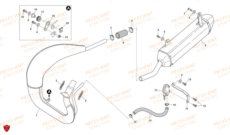 Echappement VENT Pièces Vent Motard DERAPAGE 50cc - 2021-2022-2023