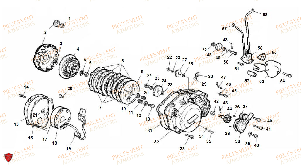 Embrayage VENT Pièces Vent Motard DERAPAGE 50cc - 2021-2022-2023